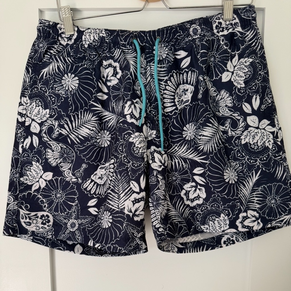 Navy Floral Men's Swim Board Shorts